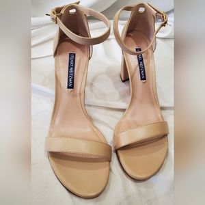 Stuart Weitzman Nude Strappy Block Heels Pumps Size 6.5